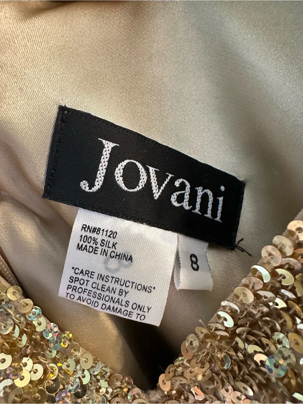 Jovani Gold Sequin Mini Dress